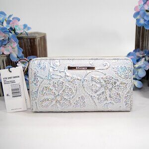 Brahmin Chrome Iridescent Estonia Leather Suri Zip Around Wallet NWT